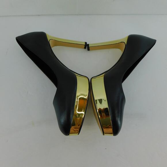 Michael Kors Womens Black and Gold Heels Chantal Platform Pump Size 8 New - Picture 7 of 11